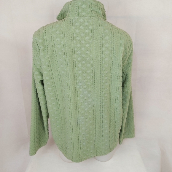 TRADITION Vintage moss green 1/4 zip textured fleece pullover sweater fit M - Picture 6 of 7
